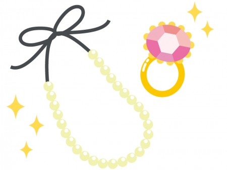 アクセサリー・パールのネックレスと指輪のイラスト | イラスト無料・かわいいテンプレート