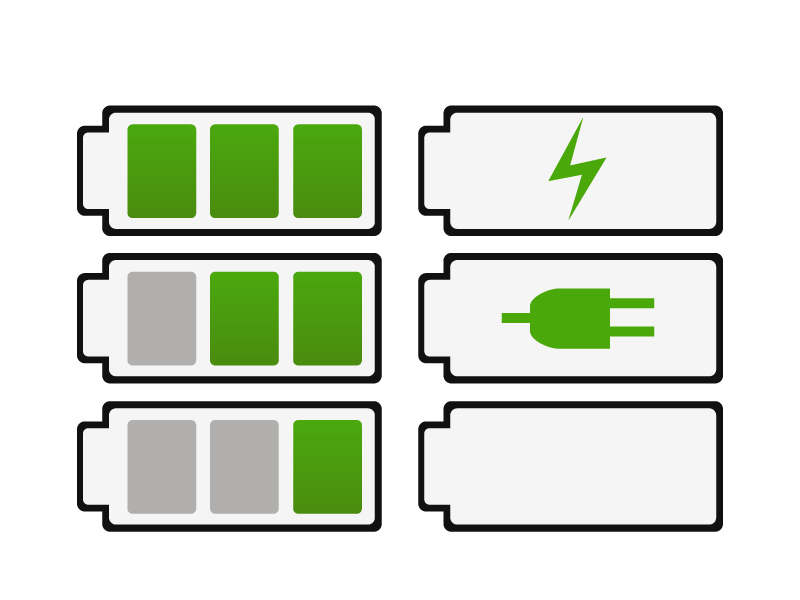 電池・充電バッテリーイラスト・アイコン素材02　無料ダウンロード