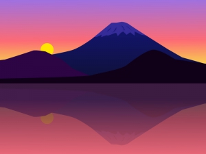 夕焼けと富士山のイラスト素材 イラスト無料 かわいいテンプレート