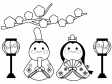 ぬりえ素材・ひなまつり