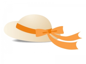 帽子 オレンジのリボン のイラスト素材 イラスト無料 かわいいテンプレート