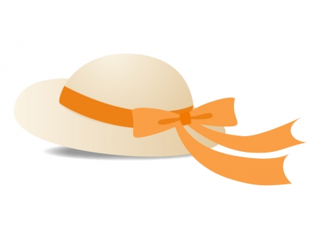 帽子（オレンジのリボン）のイラスト素材