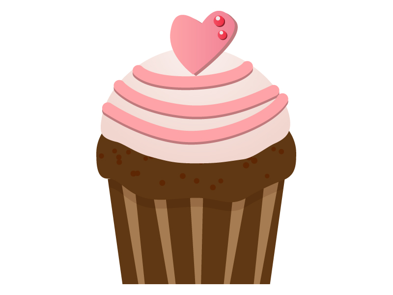 ピンクハートのカップケーキのイラスト素材