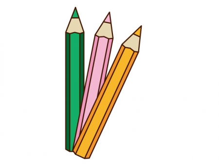 3色の色鉛筆イラスト素材