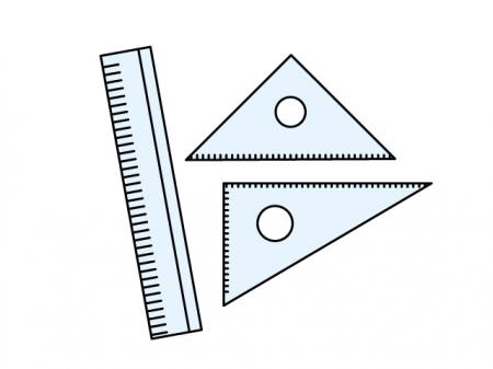 物差し（定規）と三角定規セット・文房具のイラスト素材