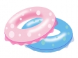 ピンク色と水色の浮き輪のイラスト素材