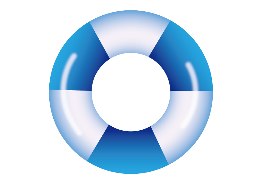 青と白の模様の浮き輪のイラスト素材