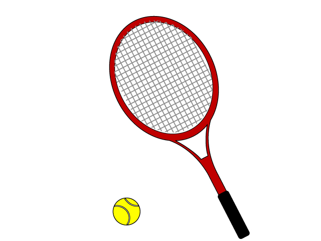 赤いテニスラケットとテニスボールのイラスト素材