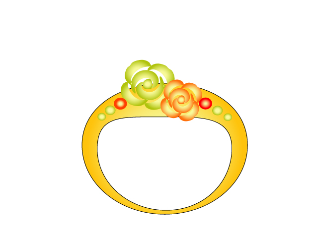 花の模様がついた金の指輪のイラスト素材