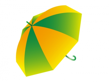 黄色と緑色の傘（パラソル）のイラスト素材