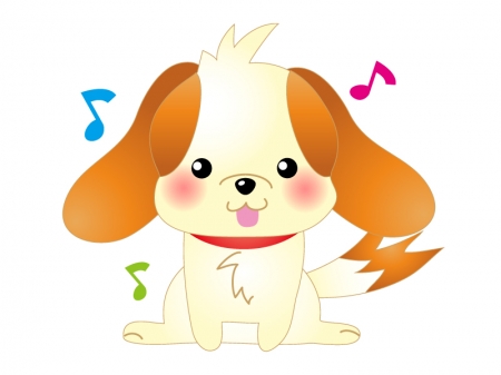 音楽を聞いている犬のイラスト素材