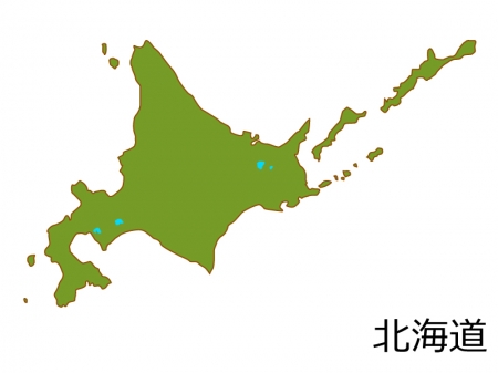 北海道の地図(色付き）のイラスト素材