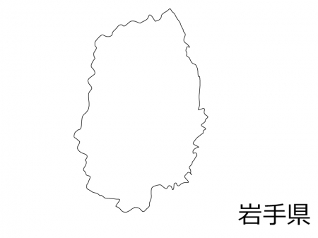 岩手県の白地図のイラスト素材