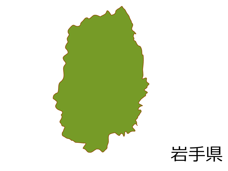 岩手県の地図(色付き）のイラスト素材