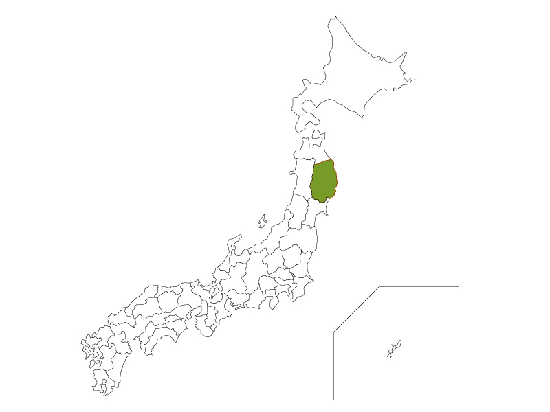 日本地図と岩手県のイラスト