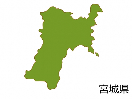 宮城県の地図(色付き）のイラスト素材