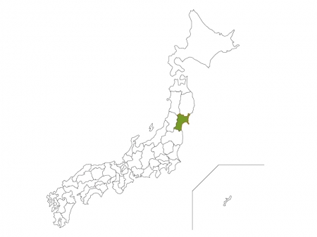 日本地図と宮城県のイラスト