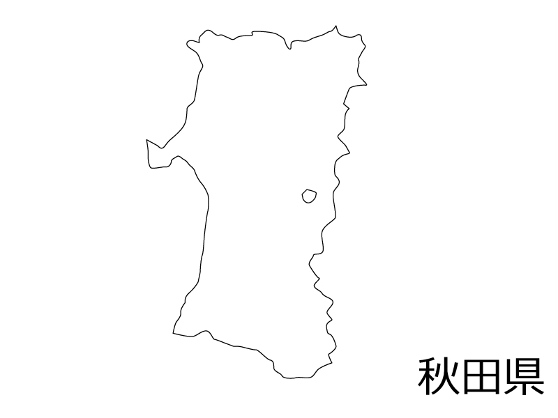 秋田県の白地図のイラスト素材