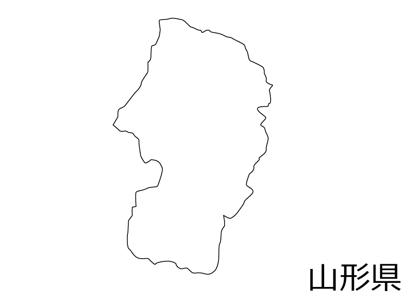 山形県の白地図のイラスト素材