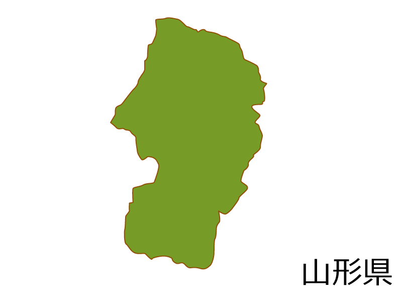 山形県の地図(色付き）のイラスト素材