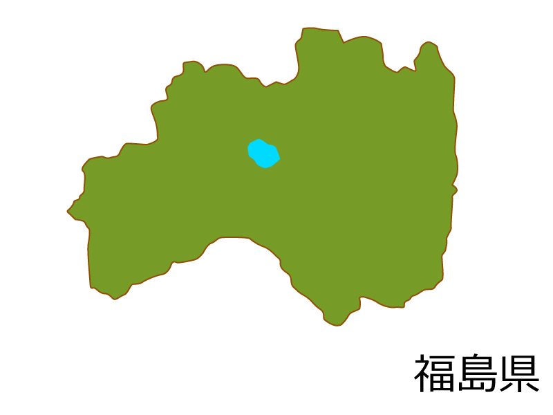 福島県の地図(色付き）のイラスト素材