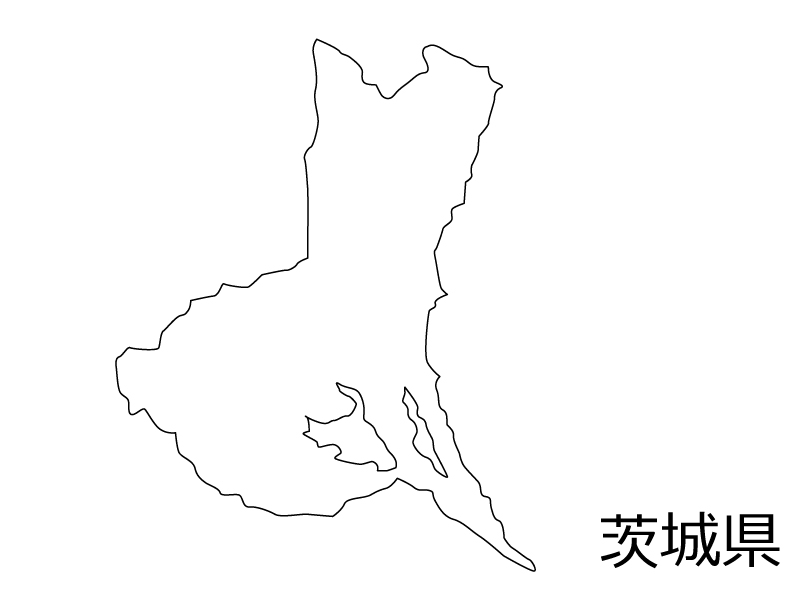 茨城県の白地図のイラスト素材