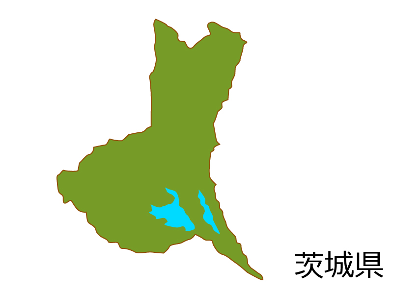 茨城県の地図(色付き）のイラスト素材