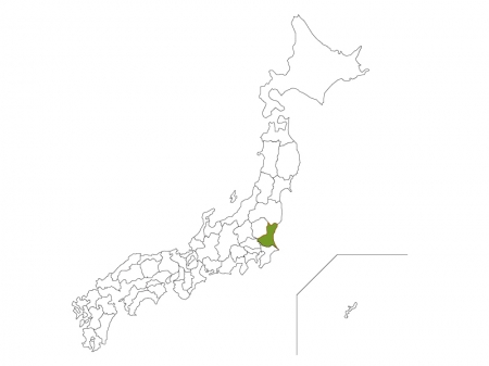 日本地図と茨城県のイラスト