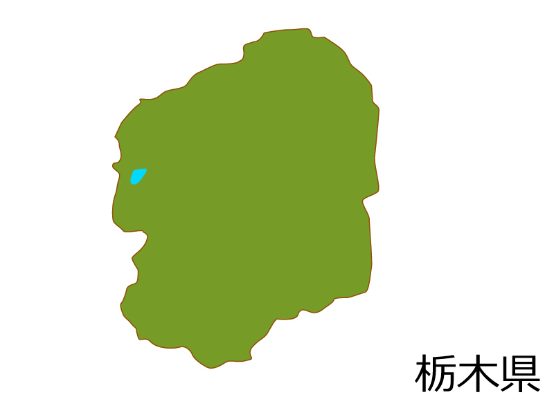 栃木県の地図(色付き）のイラスト素材