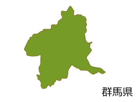 群馬県の地図(色付き）のイラスト素材