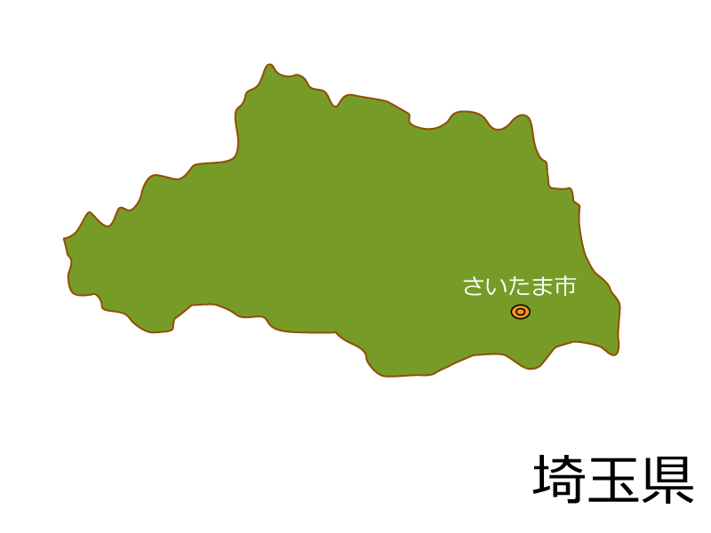 埼玉県とさいたま市の地図イラスト素材