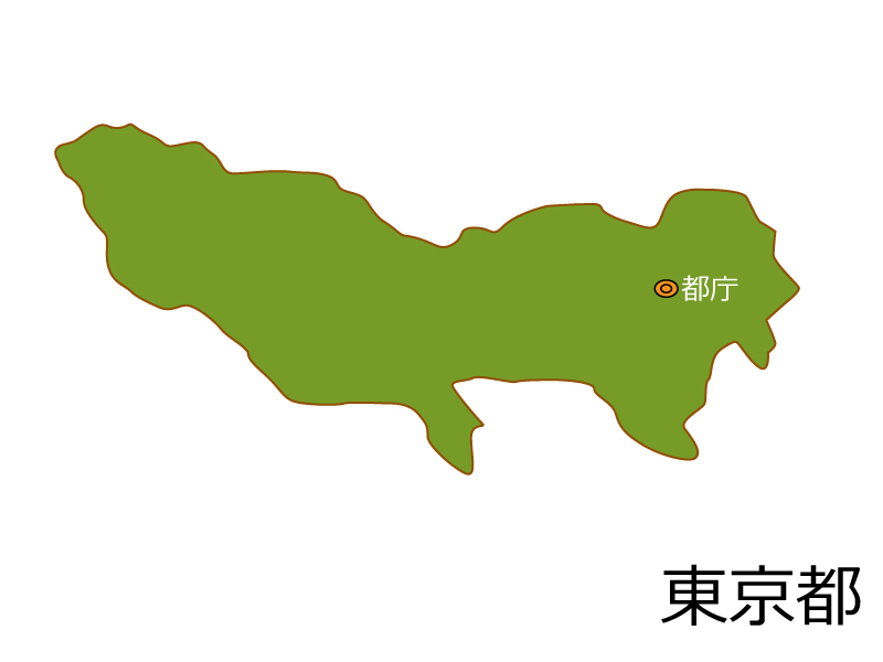 東京都と都庁（新宿区）の地図イラスト素材