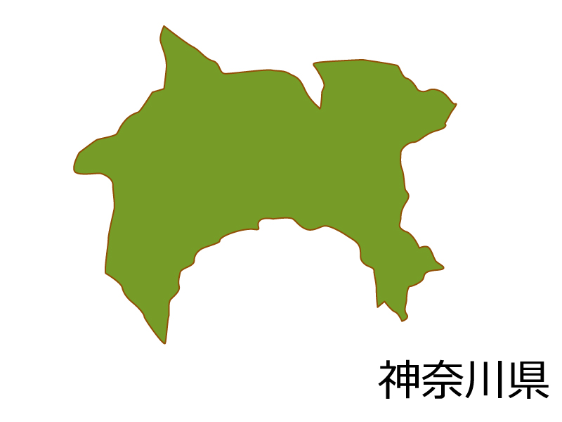 神奈川県の地図(色付き）のイラスト素材
