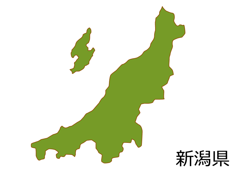 新潟県の地図(色付き）のイラスト素材