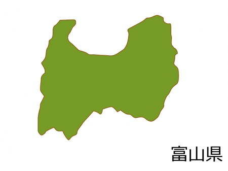富山県の地図(色付き）のイラスト素材