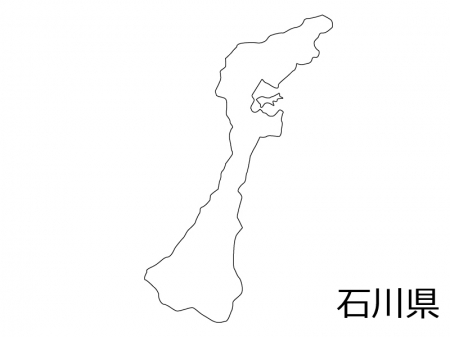 石川県の白地図のイラスト素材