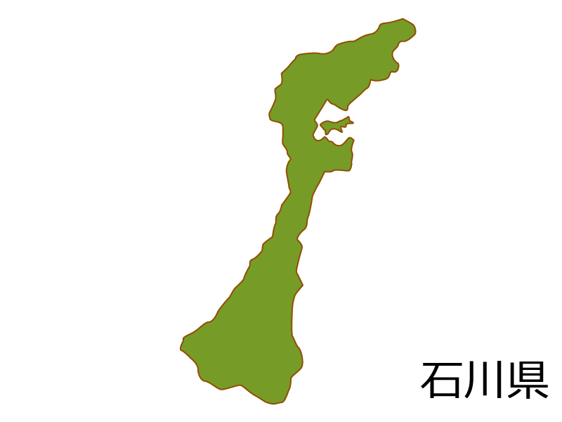 石川県の地図(色付き）のイラスト素材