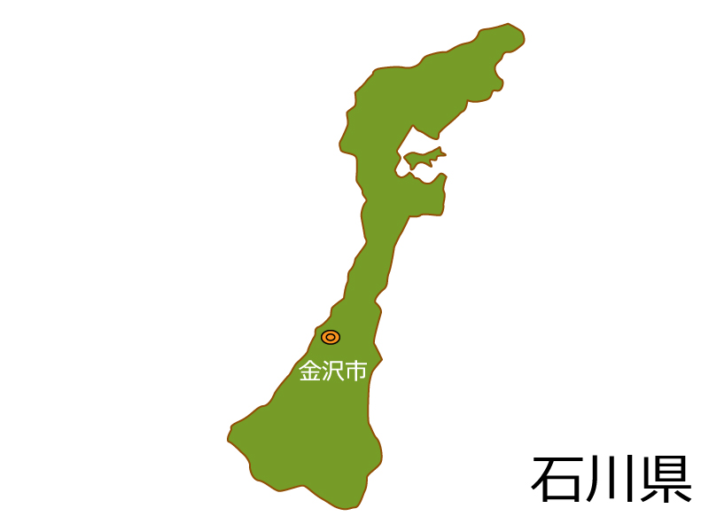 石川県と金沢市の地図イラスト素材