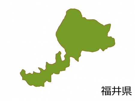 福井県の地図(色付き）のイラスト素材