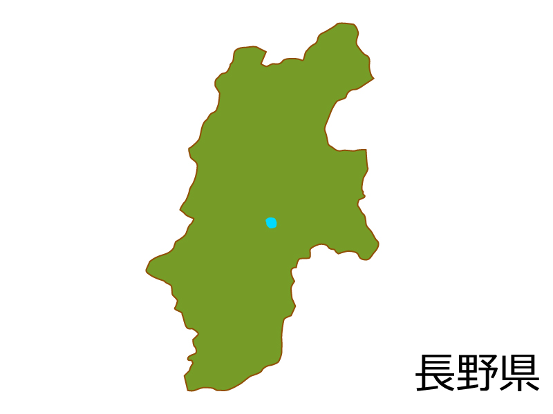 長野県の地図(色付き）のイラスト素材