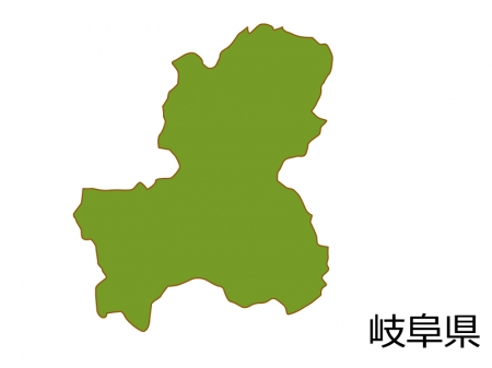 岐阜県の地図(色付き）のイラスト素材