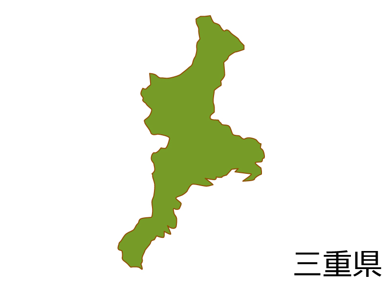 三重県の地図(色付き）のイラスト素材