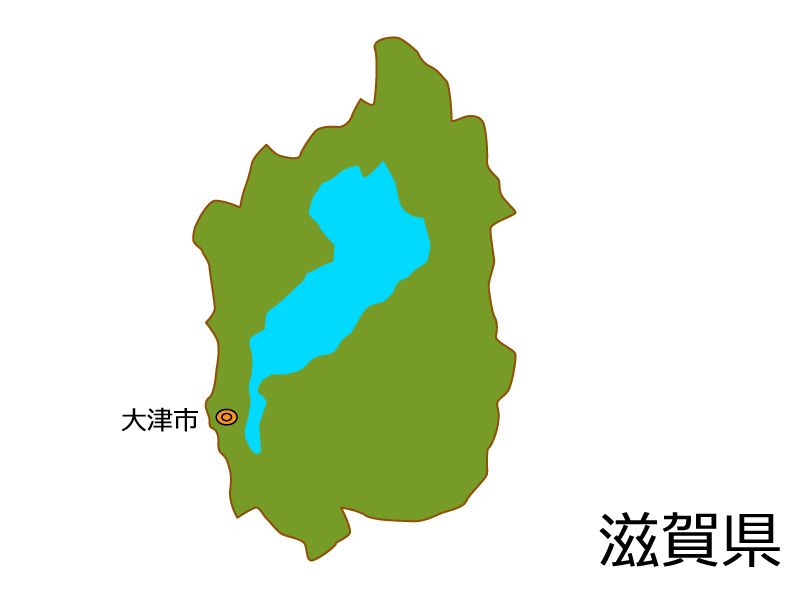滋賀県と大津市の地図イラスト素材