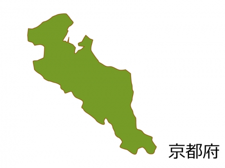 京都府の地図(色付き）のイラスト素材