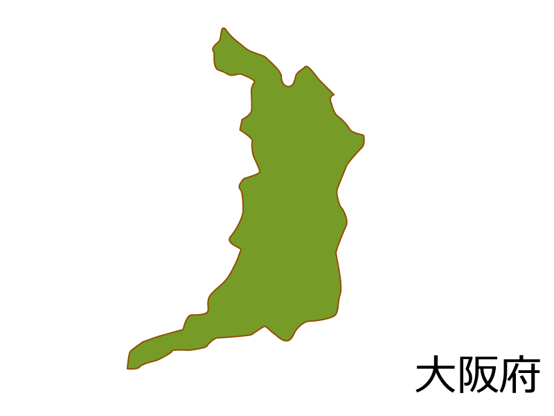 大阪府の地図(色付き）のイラスト素材