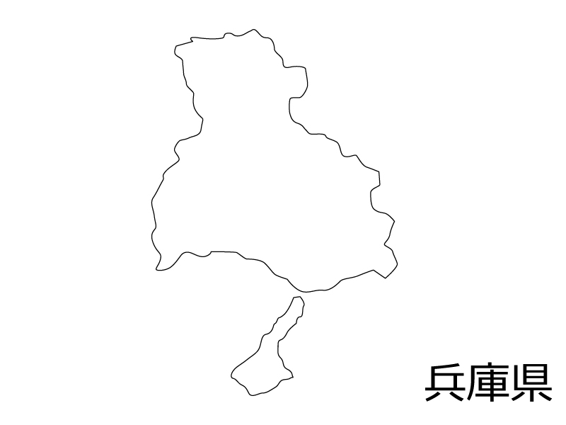 兵庫県の白地図のイラスト素材