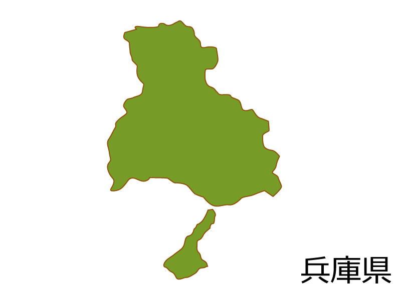 兵庫県の地図(色付き）のイラスト素材