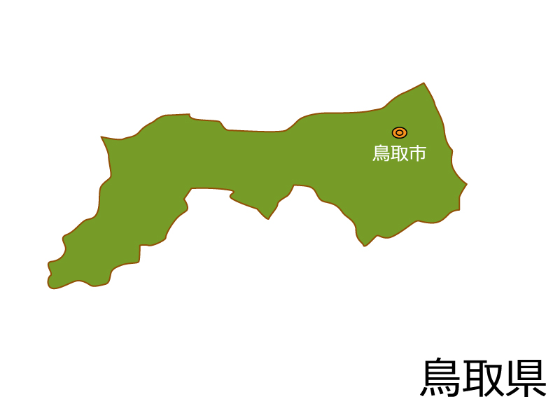 鳥取県と鳥取市の地図イラスト素材