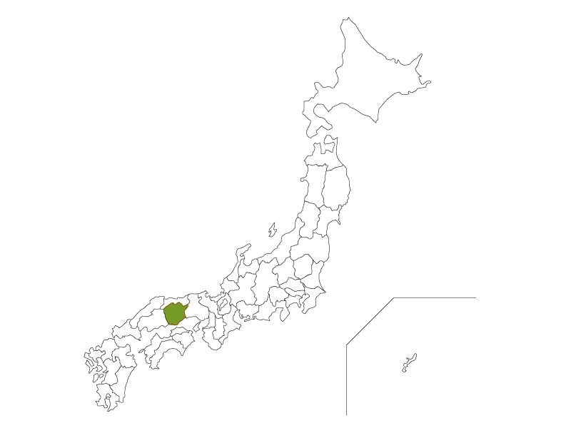 日本地図と岡山県のイラスト