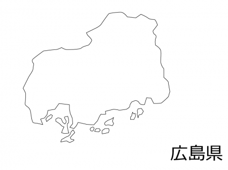 広島県の白地図のイラスト素材